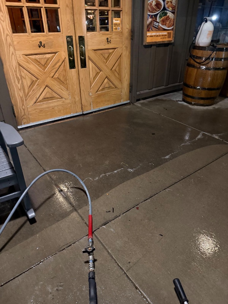 Commercial Entrance Transformation - Before and After Pressure Washing