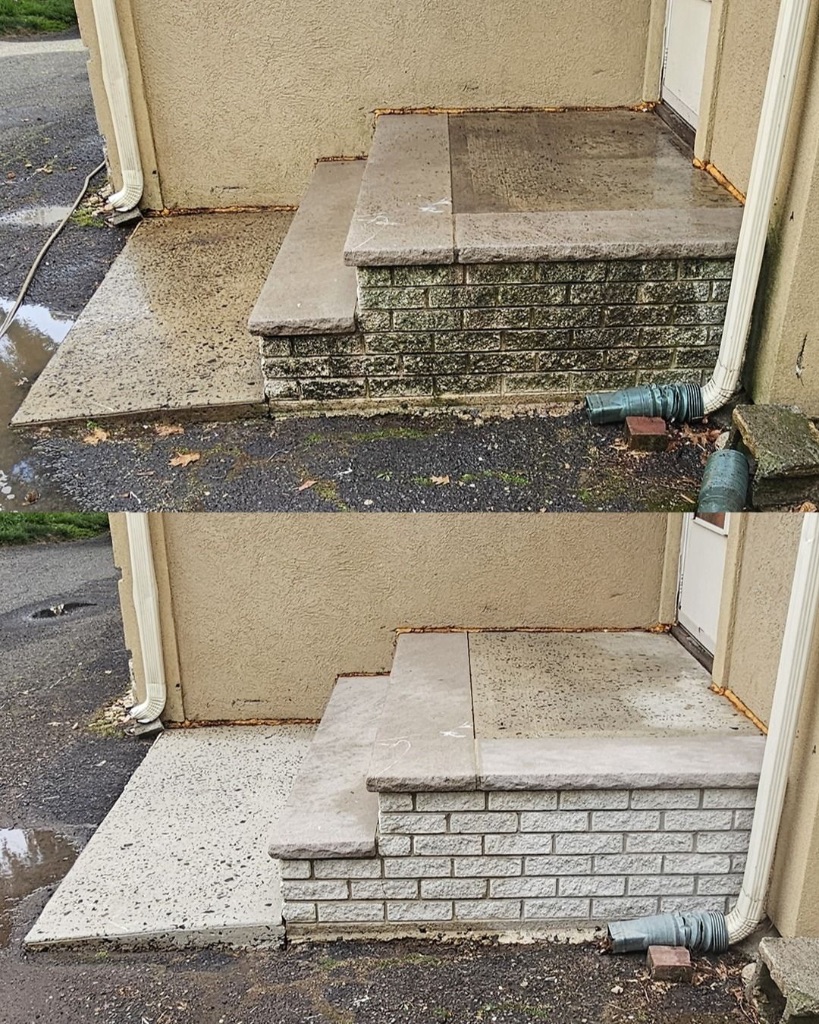 Brick Steps Transformation - Before and After Pressure Washing