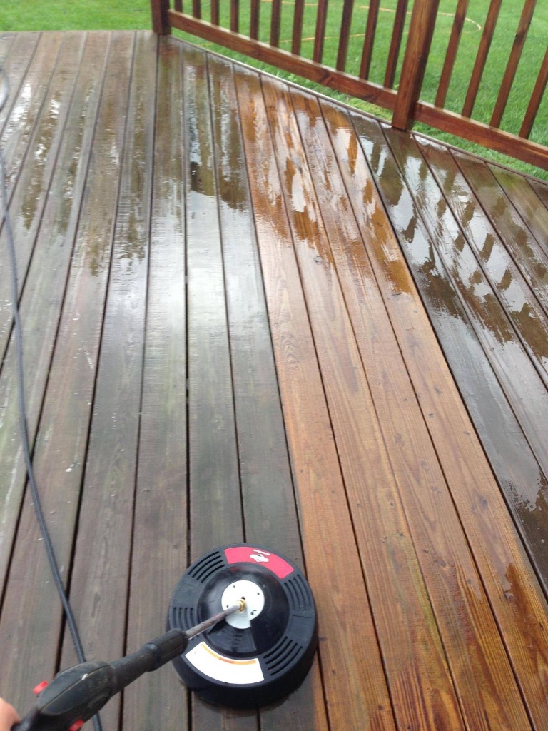 Wood Deck Transformation - Before and After Pressure Washing
